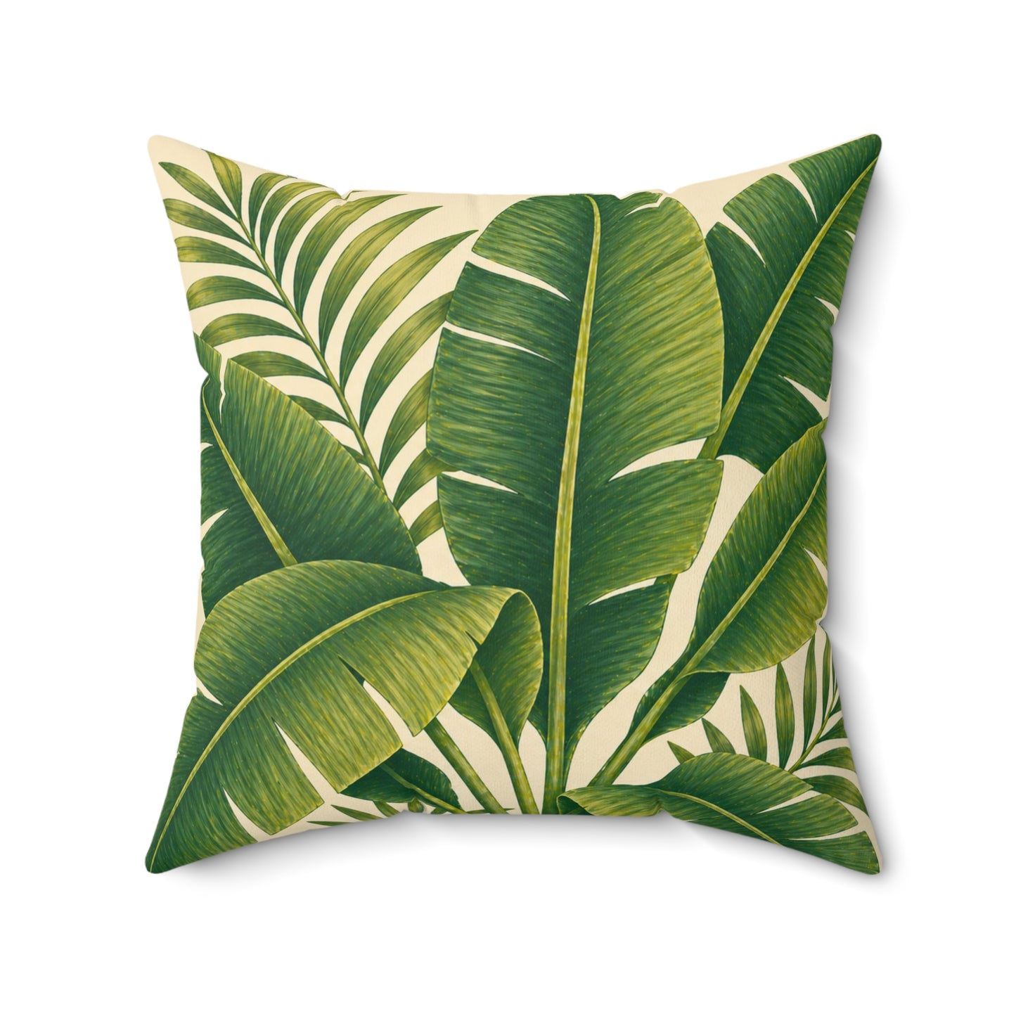 Tropical Banana Leaf Faux Suede Pillow