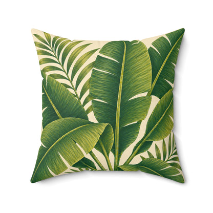 Tropical Banana Leaf Faux Suede Pillow