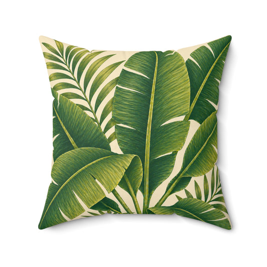 Tropical Banana Leaf Faux Suede Pillow