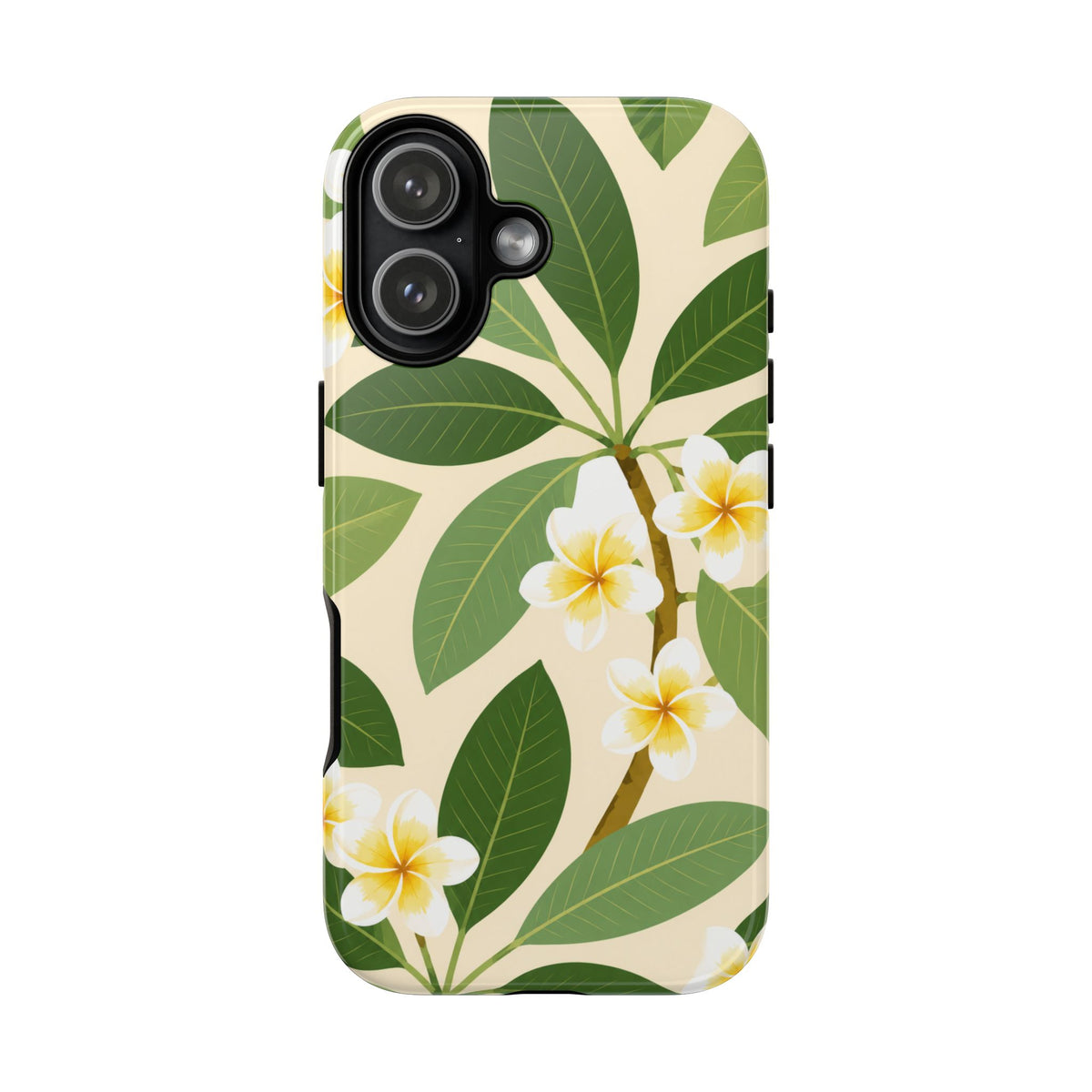 Plumeria Floral Tough Phone Case - Tropical Yellow White Flower Protective Cover