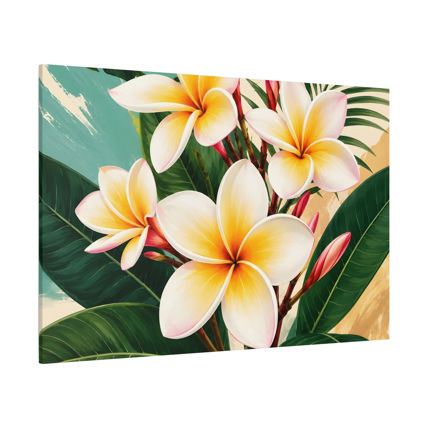 Frangipani Plumeria Tropical Floral Canvas Wall Art — Stretched 1.25" Matte