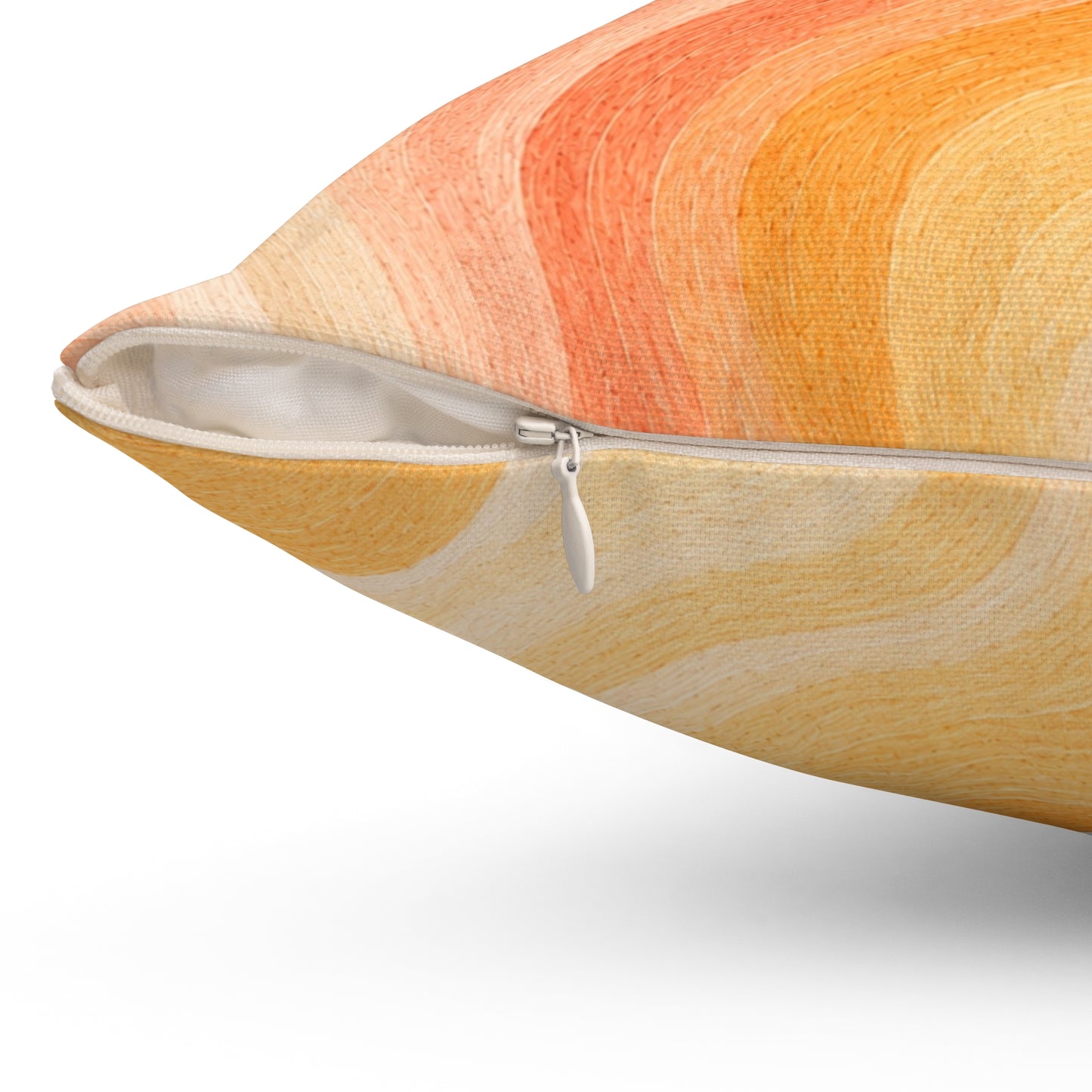 Retro Sunset Wave Pillow — Boho Peach Abstract Throw Pillow