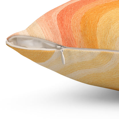 Retro Sunset Wave Pillow — Boho Peach Abstract Throw Pillow