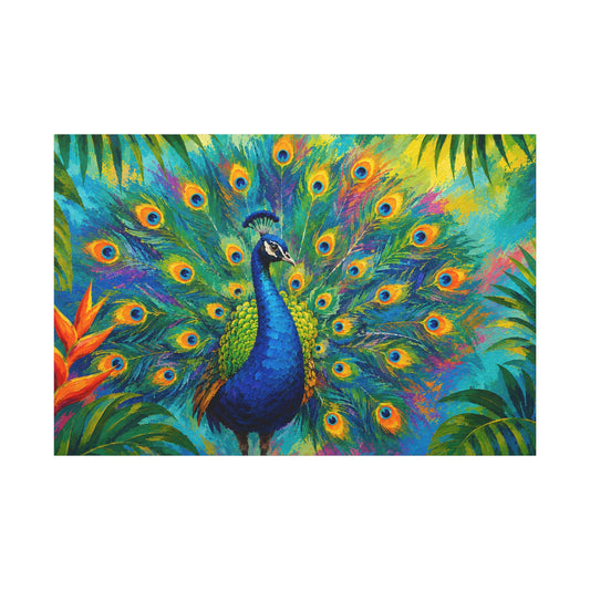 Vibrant Peacock Wall Art Canvas Print