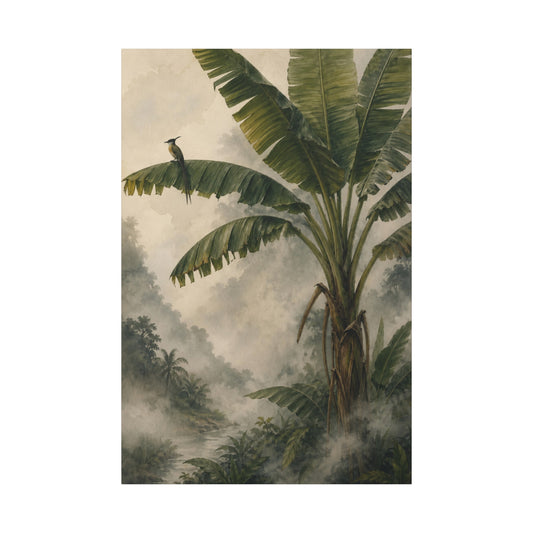 Tropical Banana Palm Canvas Wall Art — Vintage Jungle Mist Matte Print
