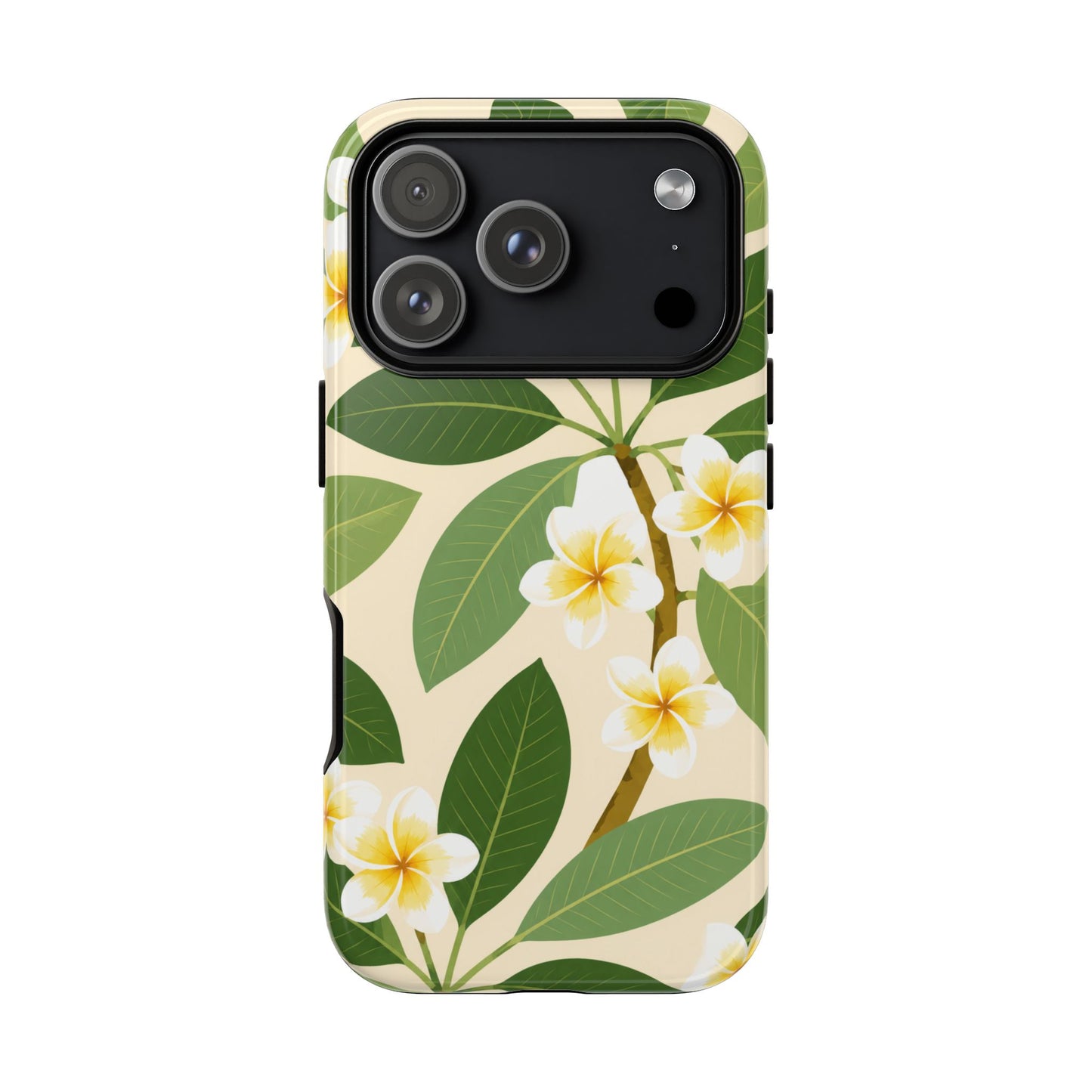 Plumeria Floral Tough Phone Case - Tropical Yellow White Flower Protective Cover
