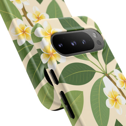Plumeria Floral Tough Phone Case - Tropical Yellow White Flower Protective Cover