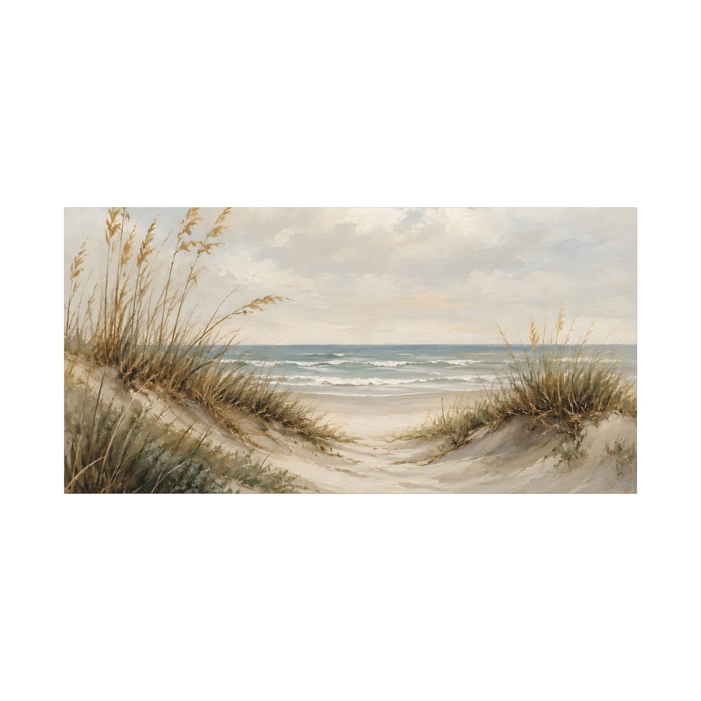 Coastal Dunes Beach Canvas Print — Seaside Landscape Wall Art (Wide Angle)