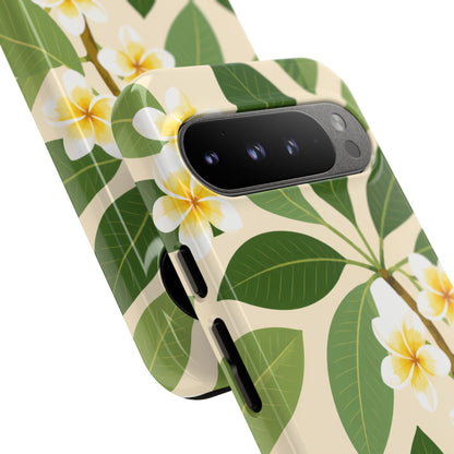 Plumeria Floral Tough Phone Case - Tropical Yellow White Flower Protective Cover