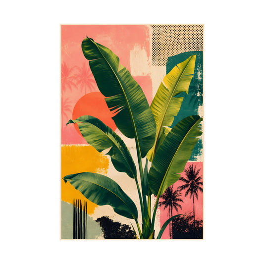 Tropical Banana Leaf Poster — Vintage Palm Art Matte Vertical Print
