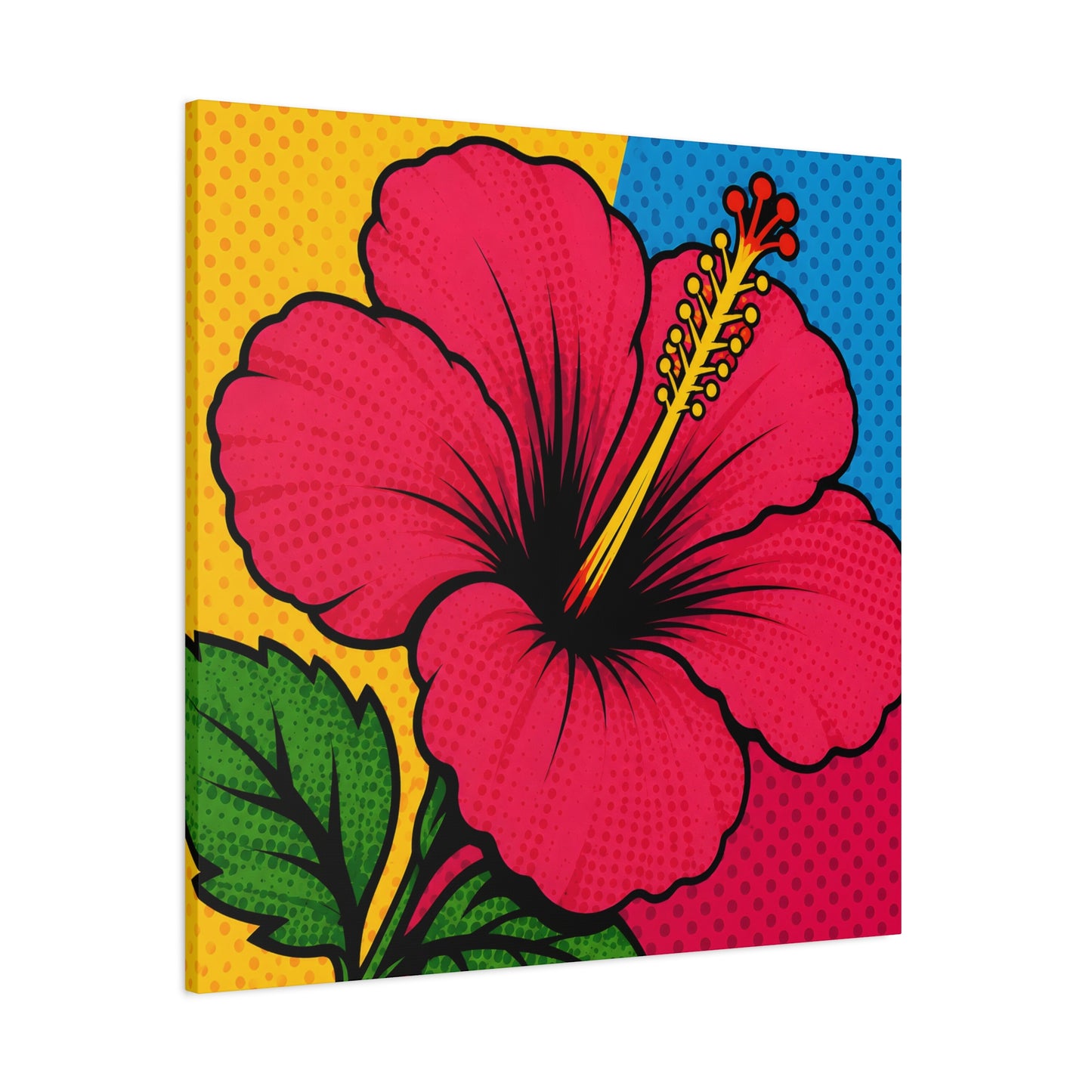 Pop Art Hibiscus Canvas Wall Art – Bright Tropical Flower Print