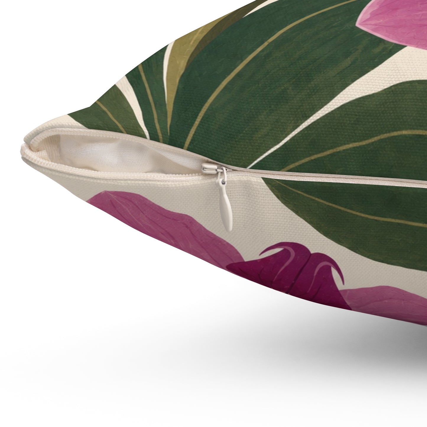 Pink Orchid Floral Throw Pillow — Botanical Square Decorative Pillow