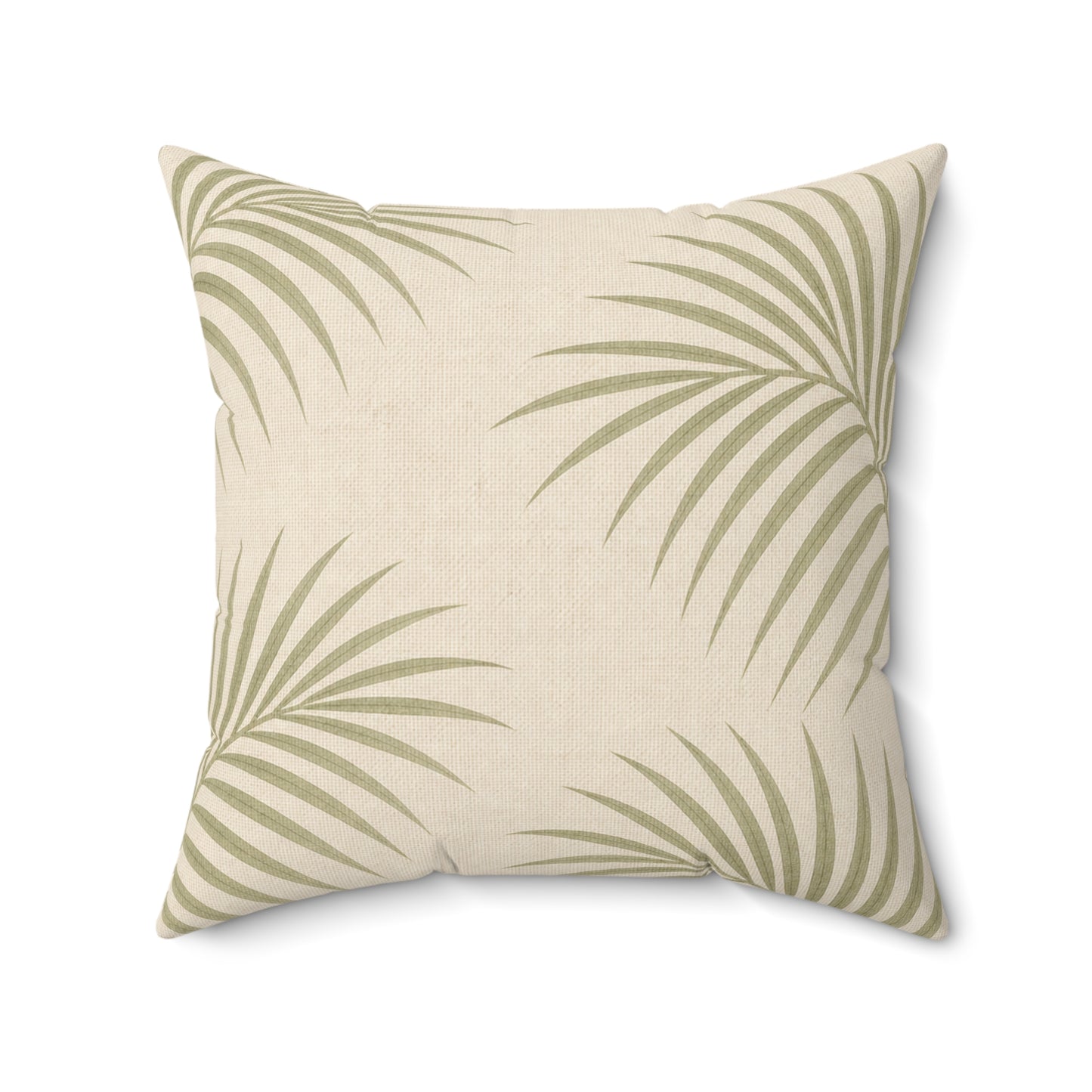 Palm Frond Faux Suede Pillow — Neutral Tropical Decorative Throw Pillow