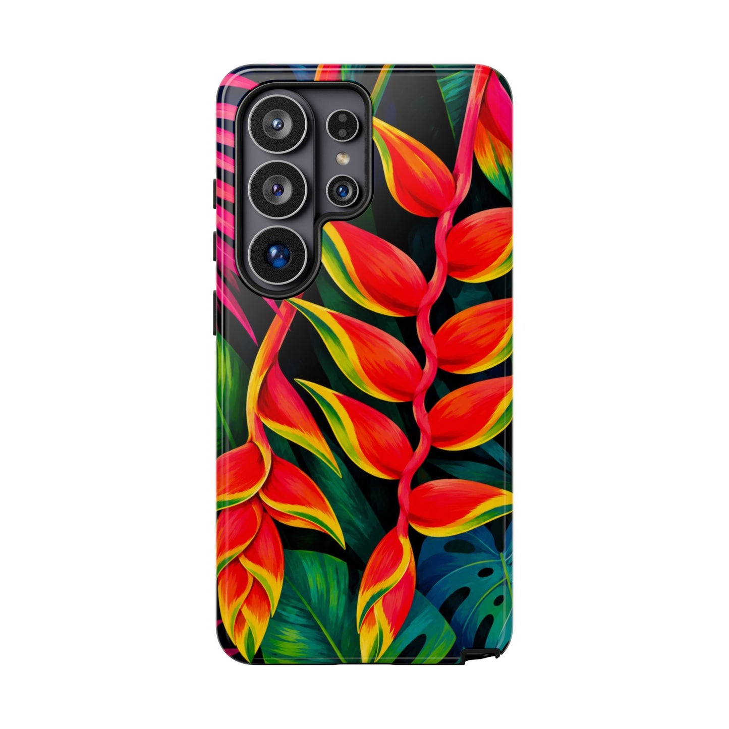 Tropical Heliconia Phone Case — Vibrant Red & Green Floral Protective Cover