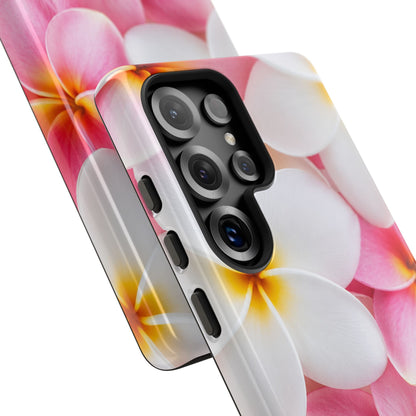 Plumeria Floral Tough Phone Case – Pink White Frangipani Protective Cover