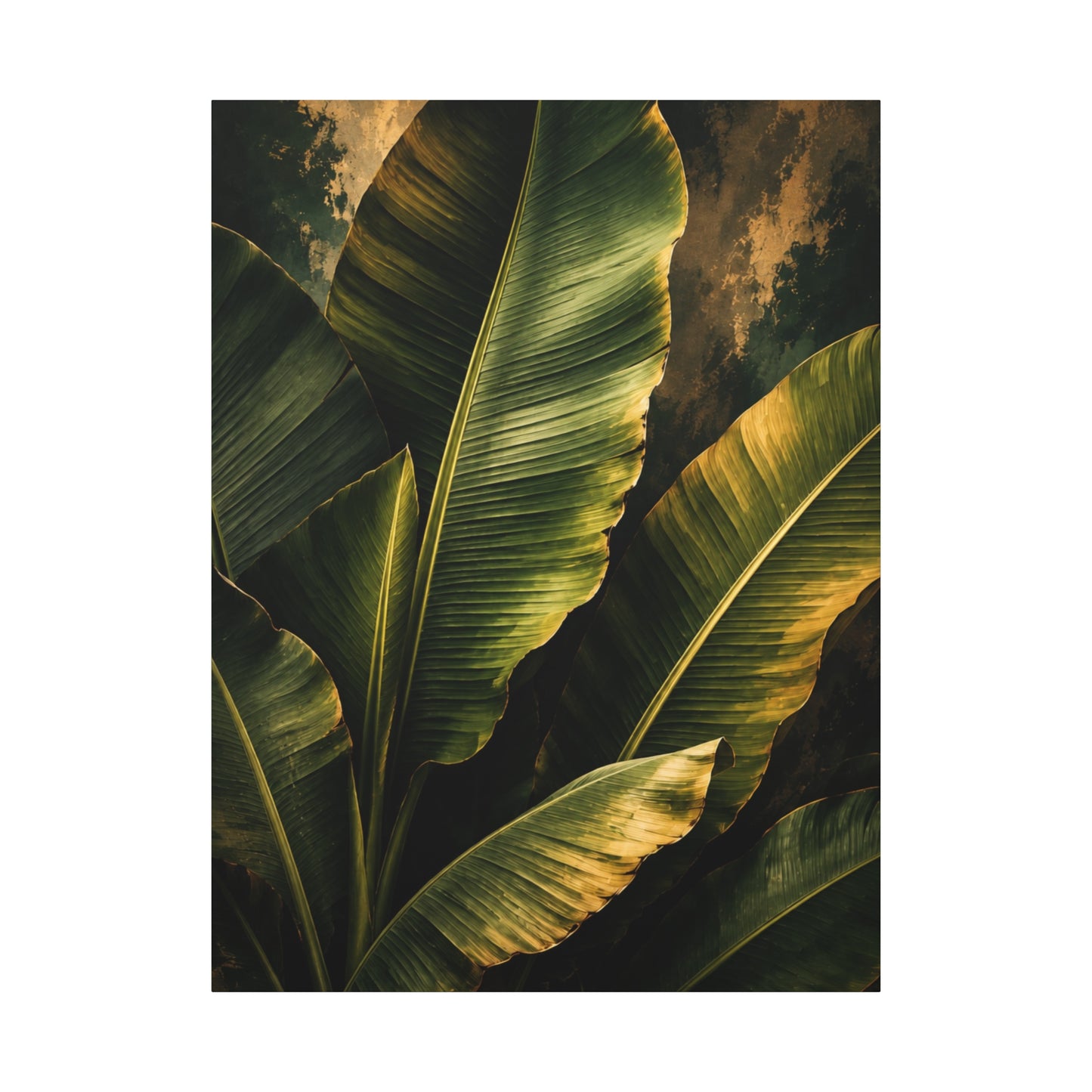 Tropical Banana Leaf Matte Canvas Wall Art – Green Botanical Stretched Print