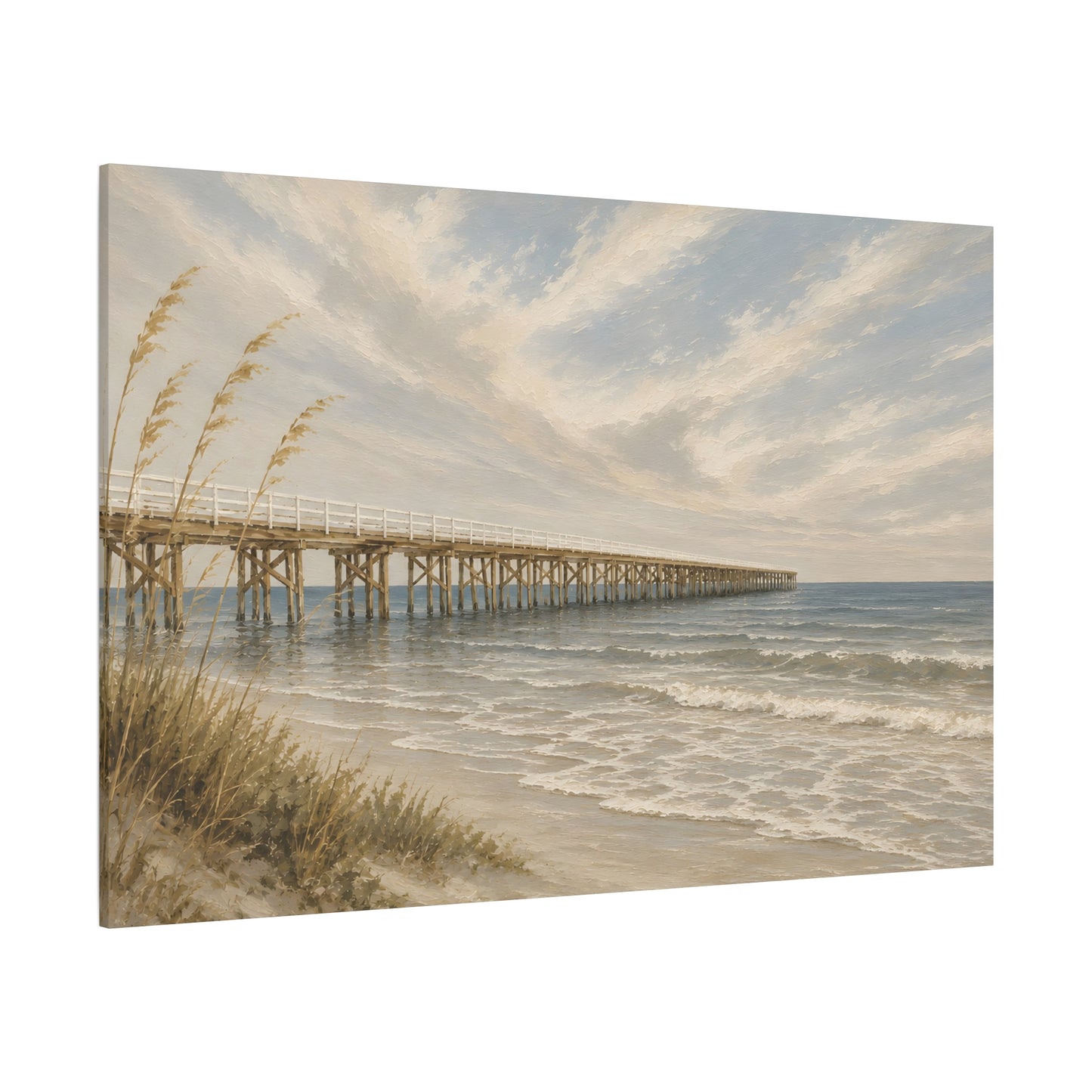Coastal Pier Seascape Matte Canvas Print — Stretched Wall Art