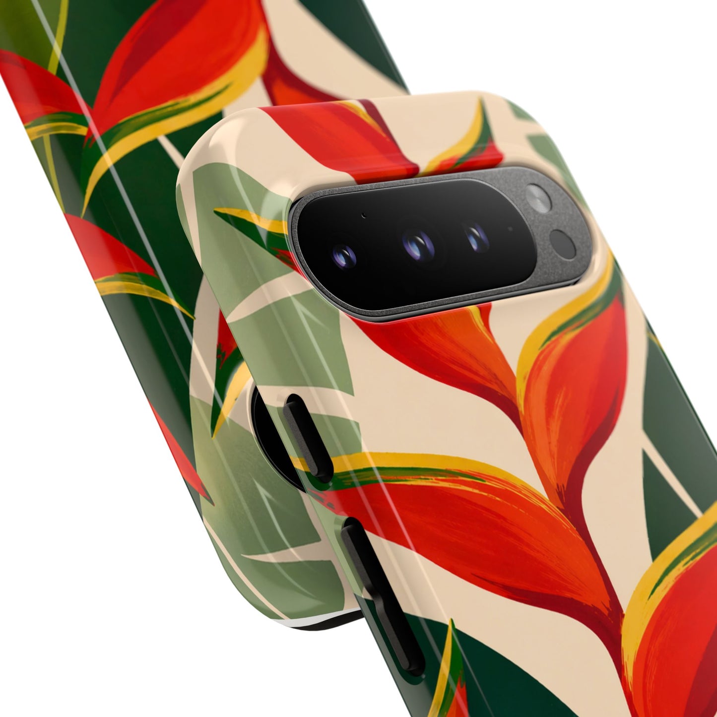Tropical Heliconia Phone Case — Bold Red Floral Protective Cover