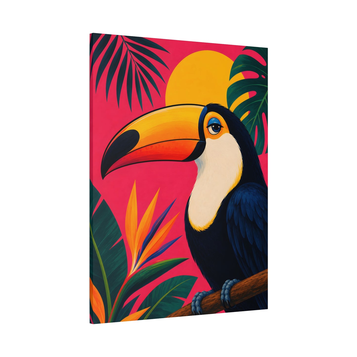 Tropical Toucan Canvas Art – Colorful Botanical Wall Decor