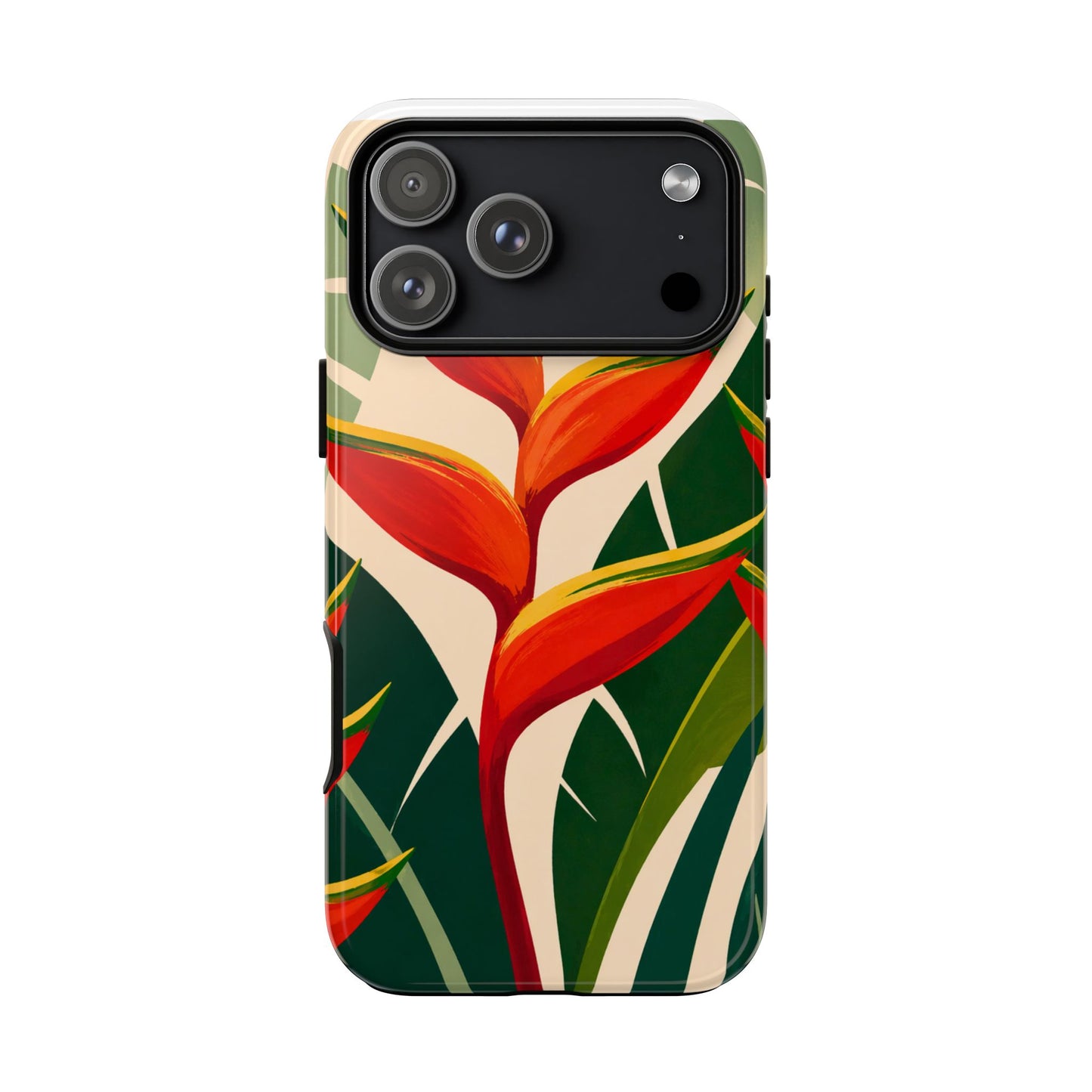 Tropical Heliconia Phone Case — Bold Red Floral Protective Cover