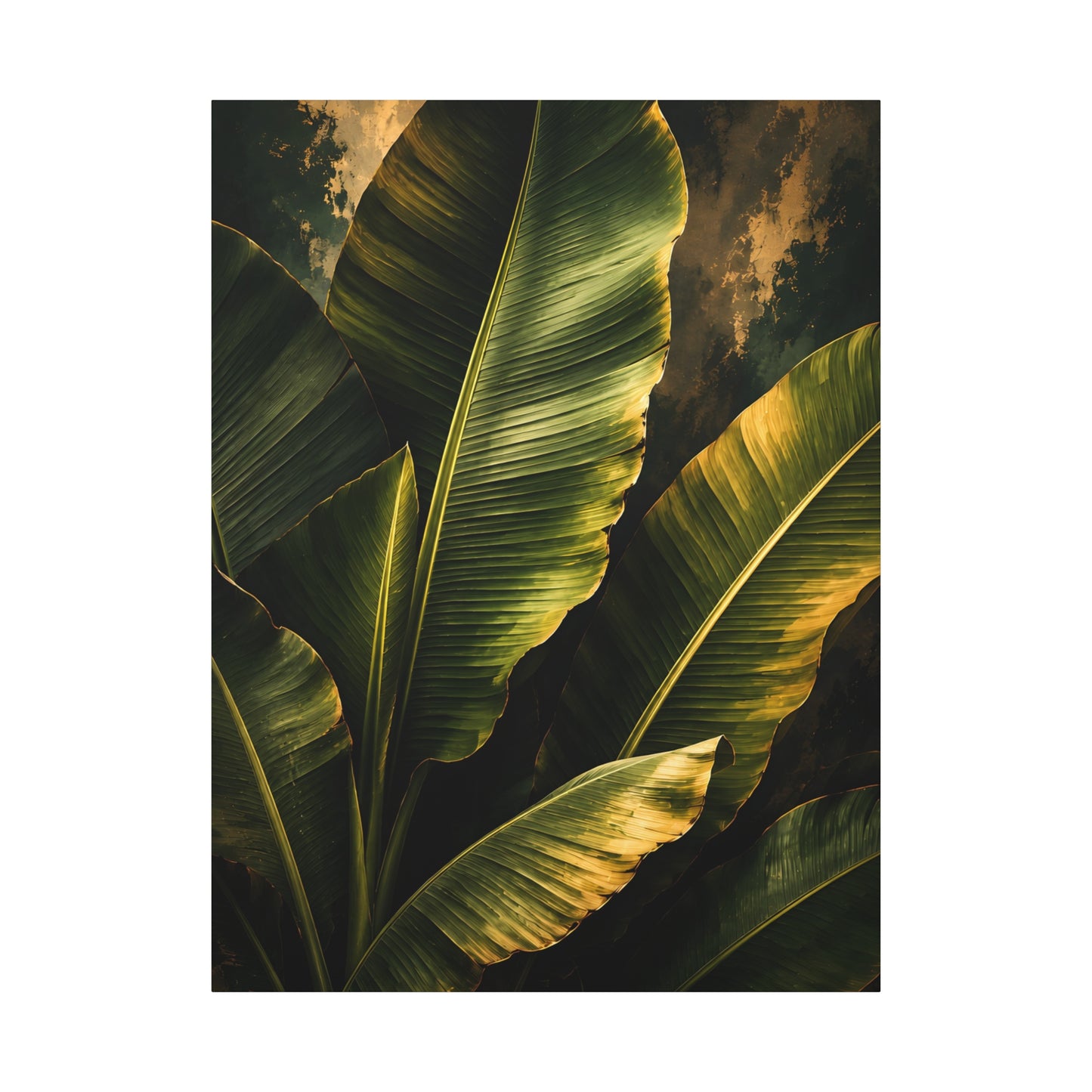 Tropical Banana Leaf Matte Canvas Wall Art – Green Botanical Stretched Print