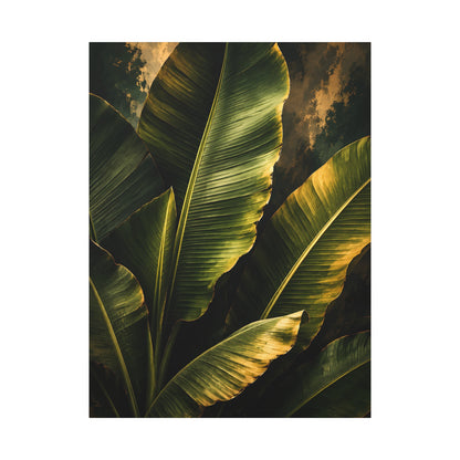 Tropical Banana Leaf Matte Canvas Wall Art – Green Botanical Stretched Print