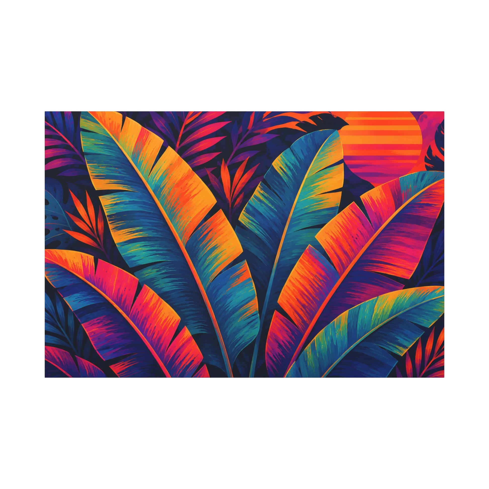 Colorful tropical leaf pattern on a white background