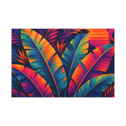 Colorful tropical leaf pattern on a white background