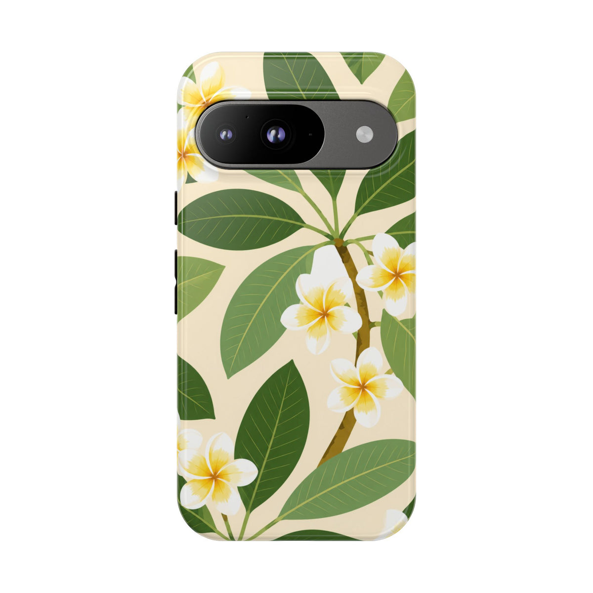 Plumeria Floral Tough Phone Case - Tropical Yellow White Flower Protective Cover