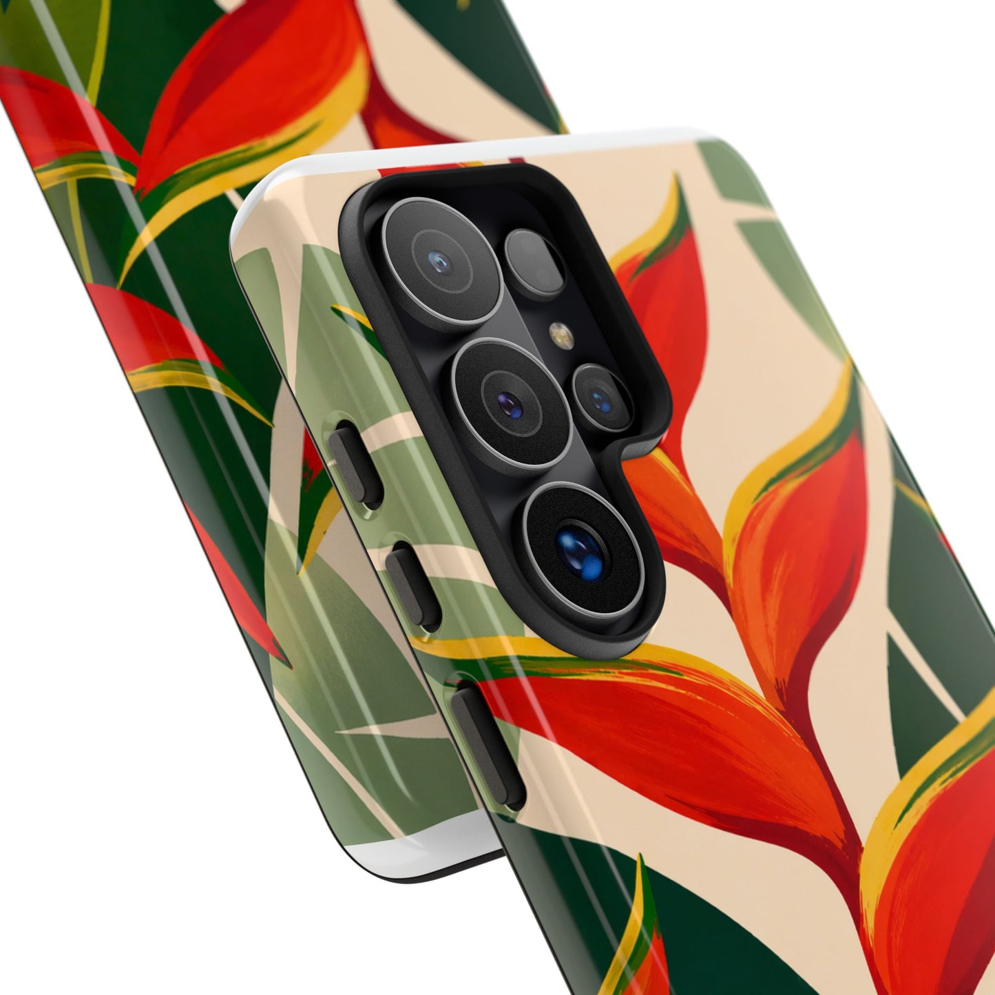 Tropical Heliconia Phone Case — Bold Red Floral Protective Cover