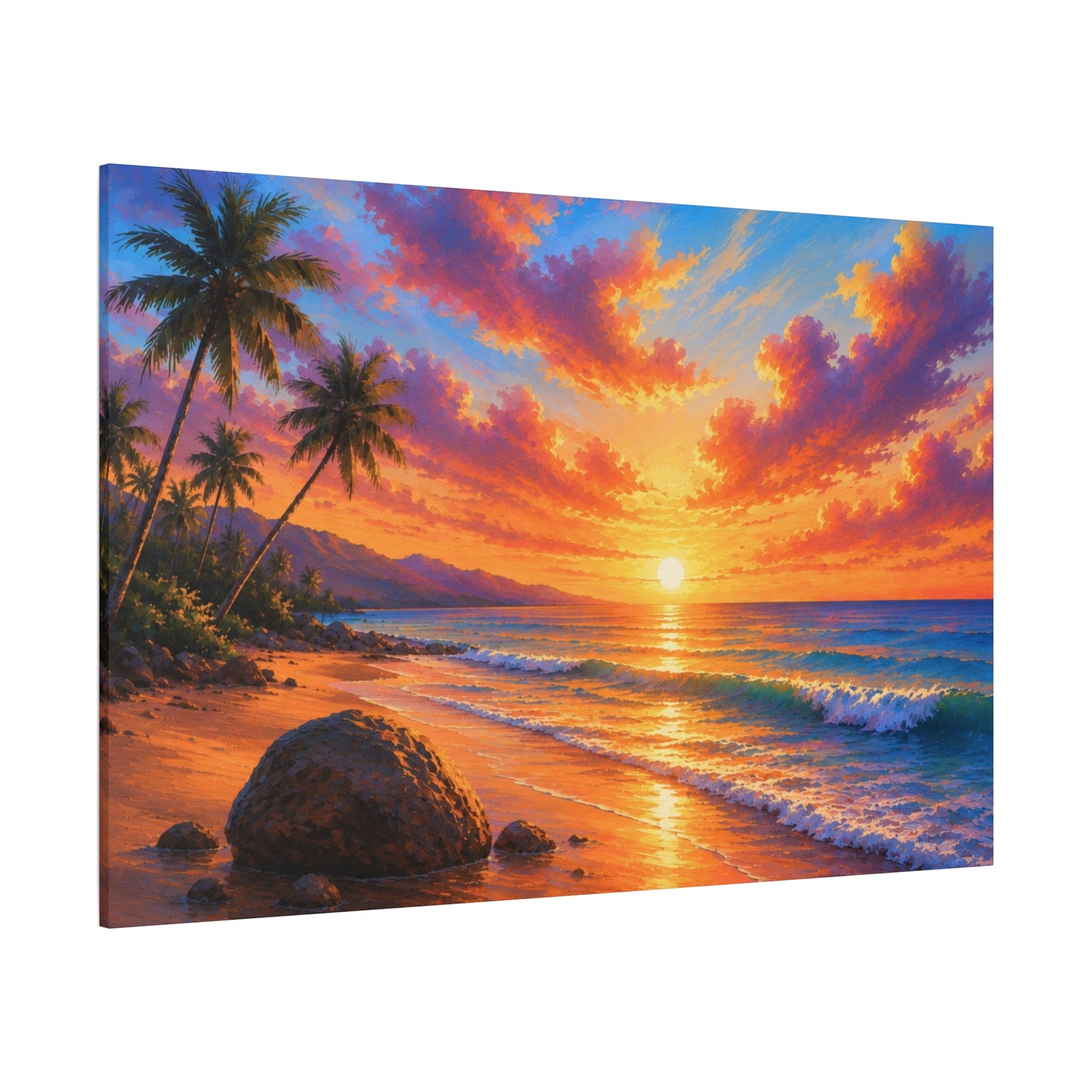 Tropical Sunset Beach Canvas Print - Vibrant Seascape Wall Art
