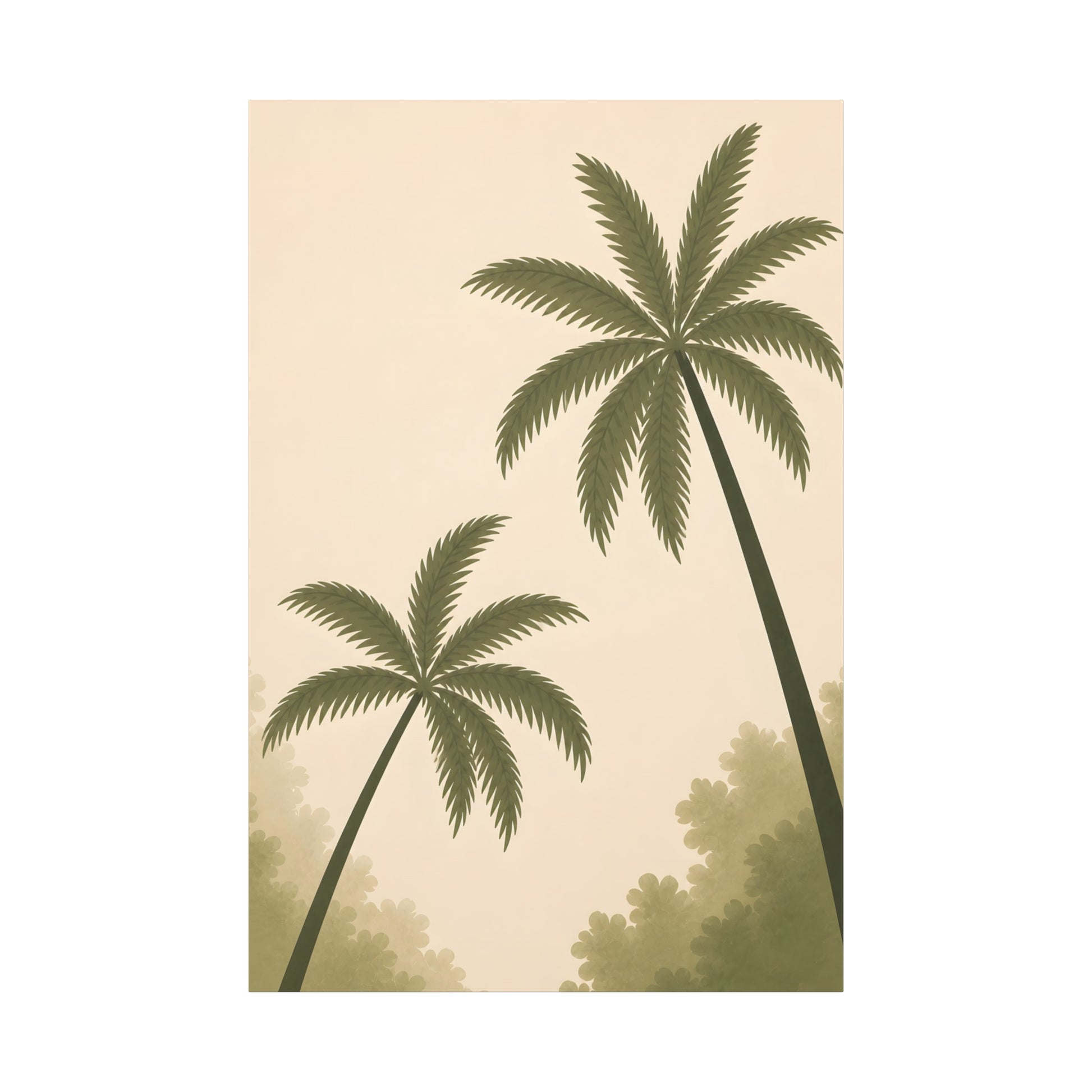 Two palm trees on a beige background