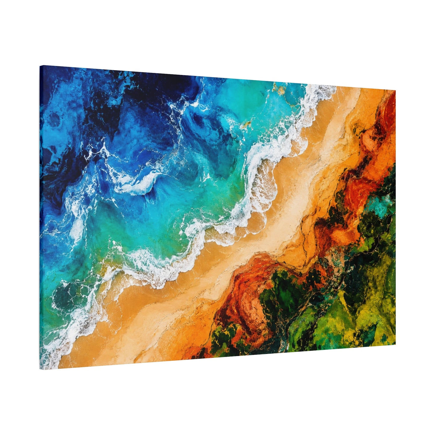 Coastal Shoreline Panoramic Canvas Print — Abstract Ocean Beach Wall Art