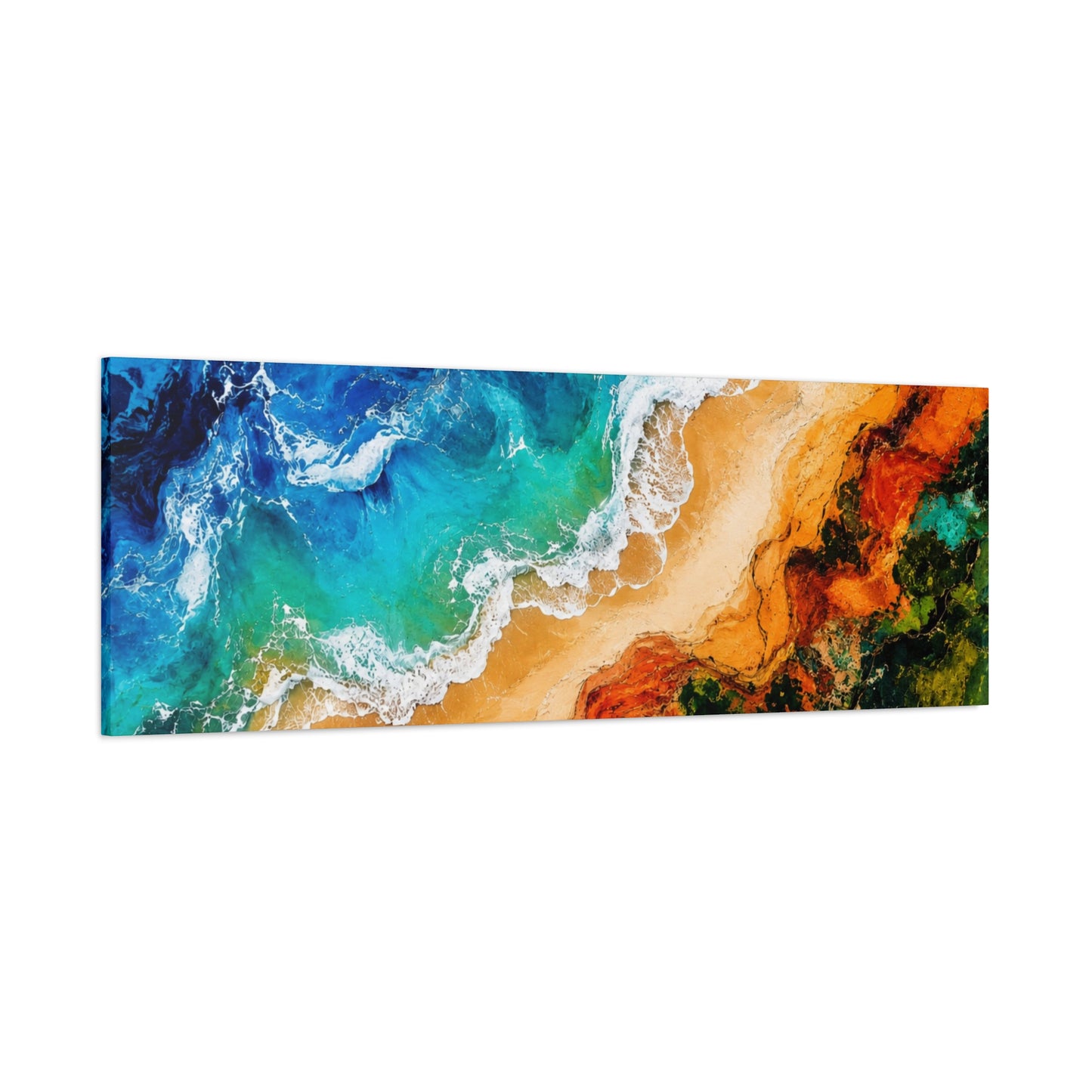 Coastal Shoreline Panoramic Canvas Print — Abstract Ocean Beach Wall Art