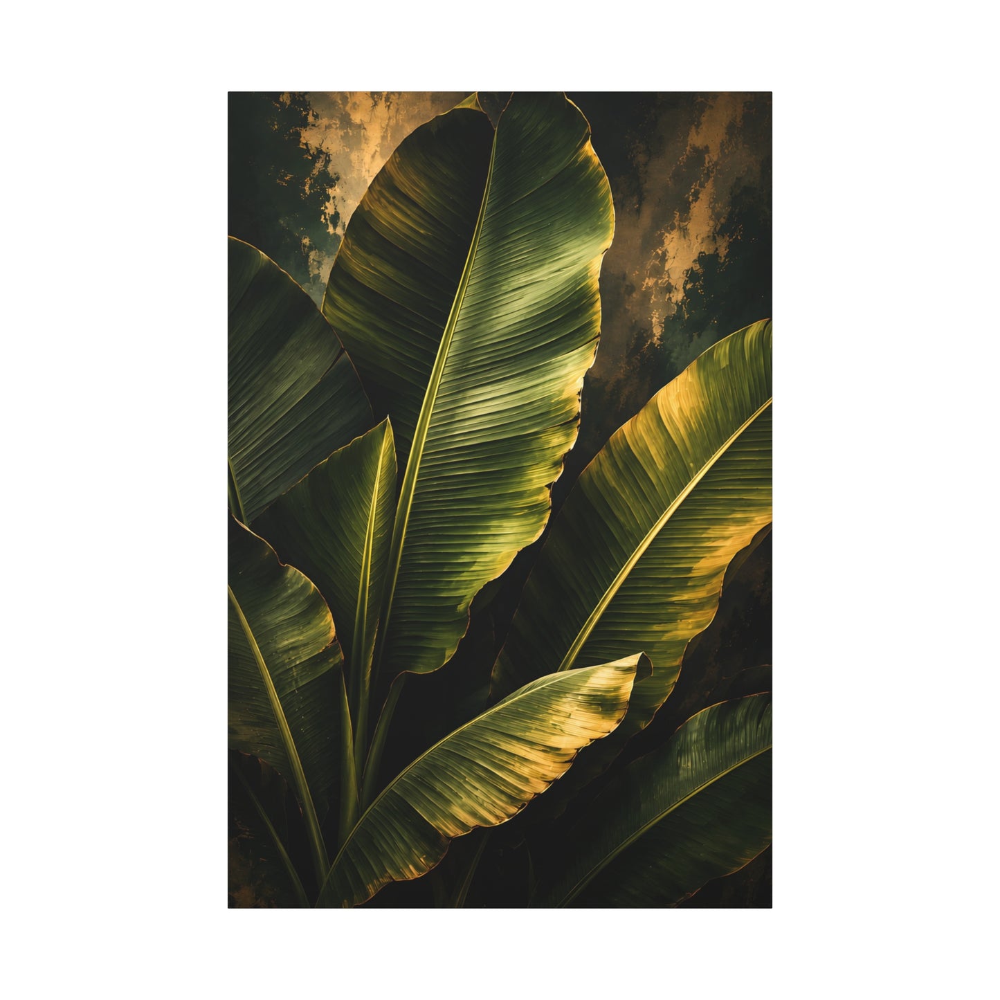 Tropical Banana Leaf Matte Canvas Wall Art – Green Botanical Stretched Print