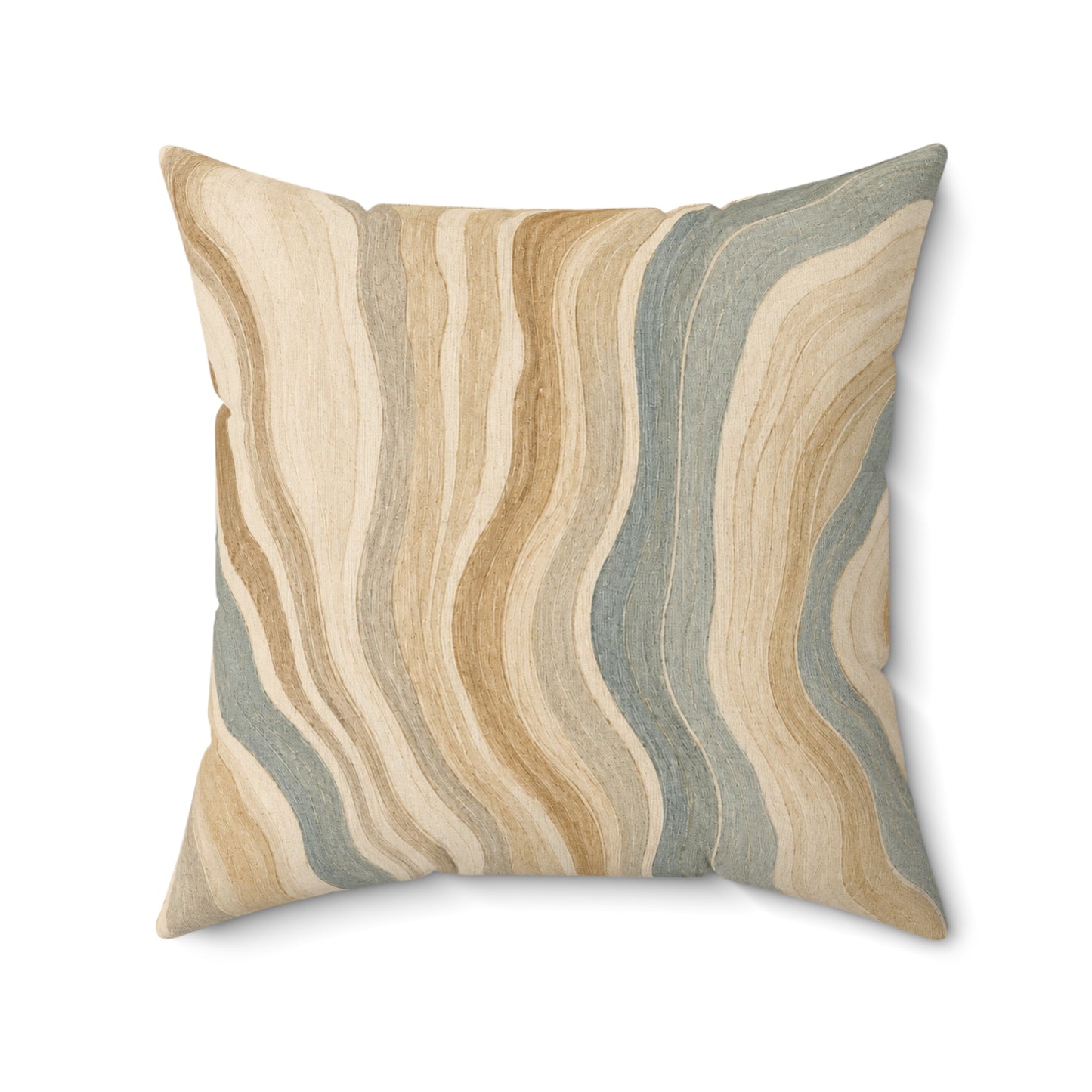 Wavy Neutral Abstract Throw Pillow — Faux Suede Square Decorative Cushion