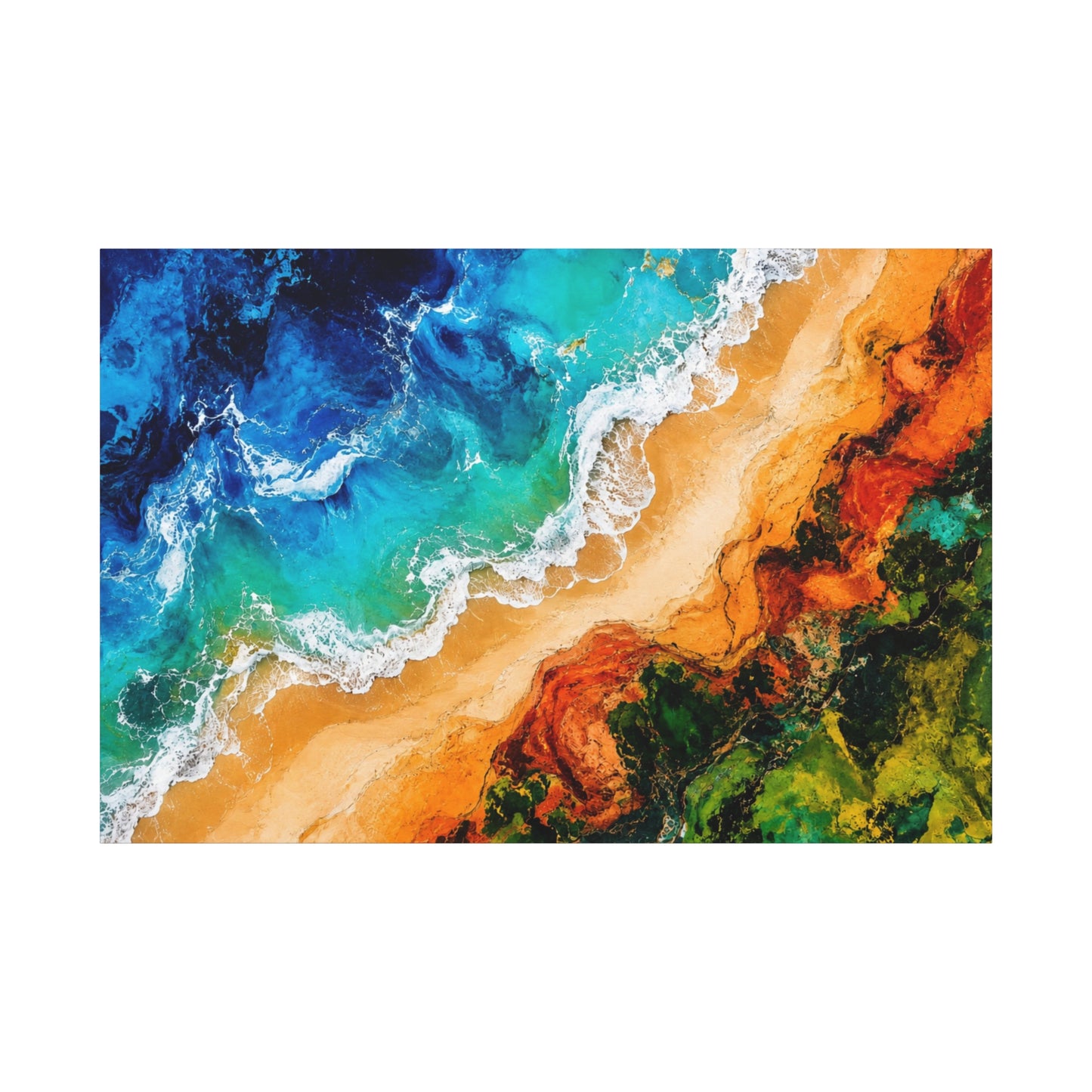 Coastal Shoreline Panoramic Canvas Print — Abstract Ocean Beach Wall Art