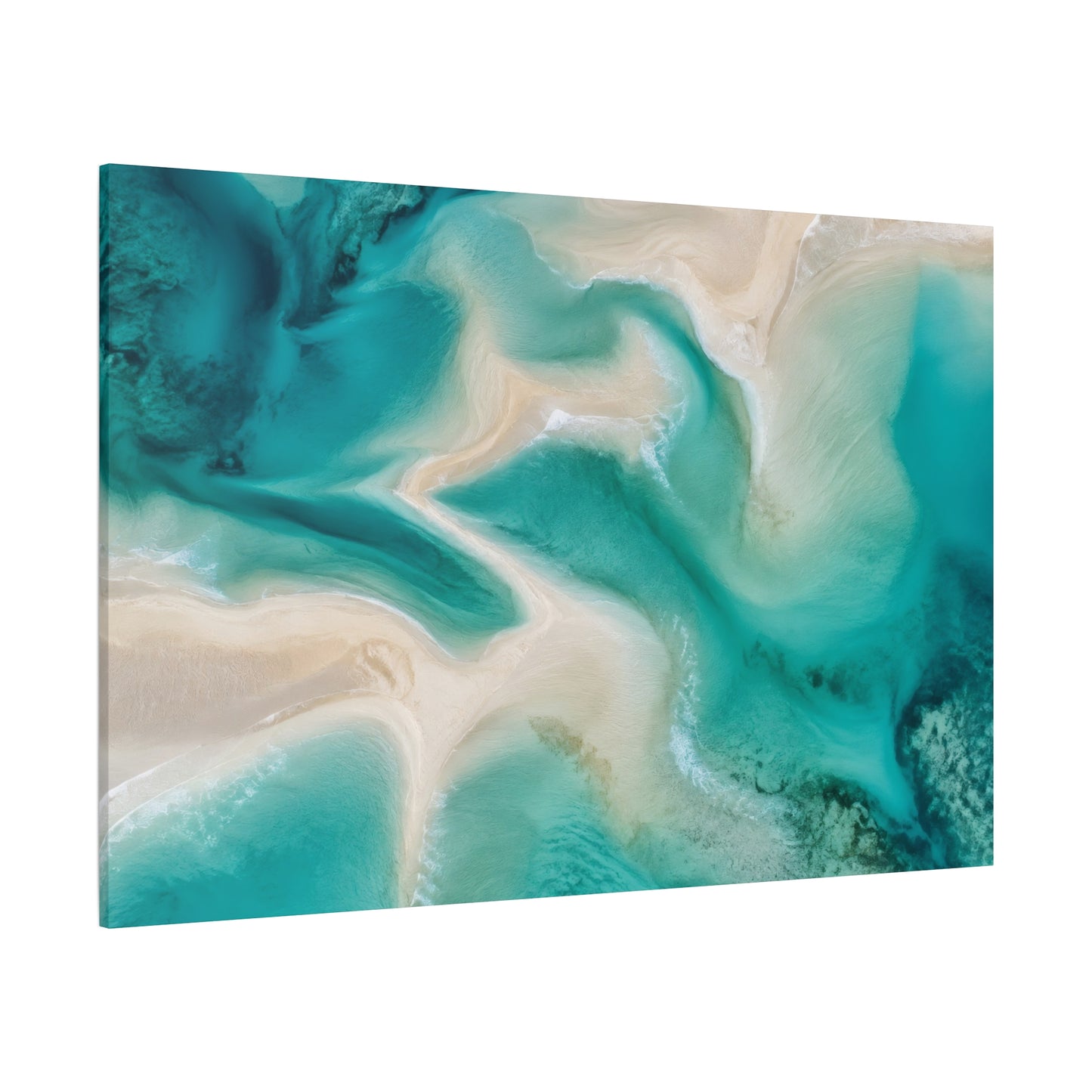 Teal Ocean Abstract Canvas Print — Stretched Matte Wall Art 1.25"