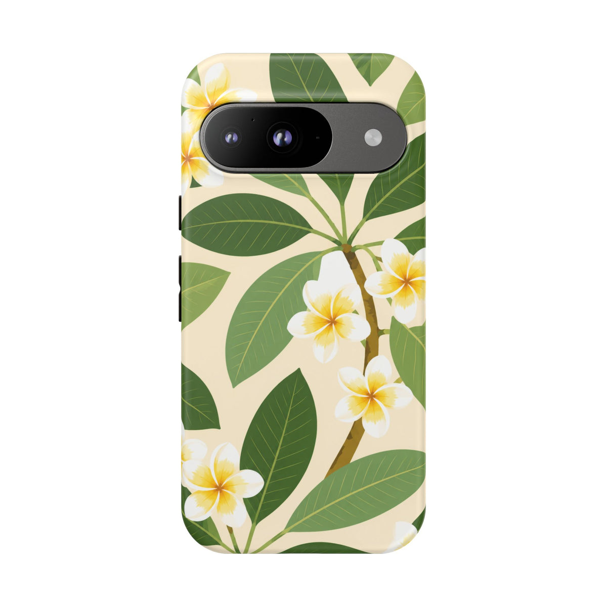 Plumeria Floral Tough Phone Case - Tropical Yellow White Flower Protective Cover