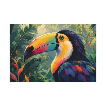 Tropical Toucan Canvas Wall Art - Colorful Jungle Bird Stretched Matte Print