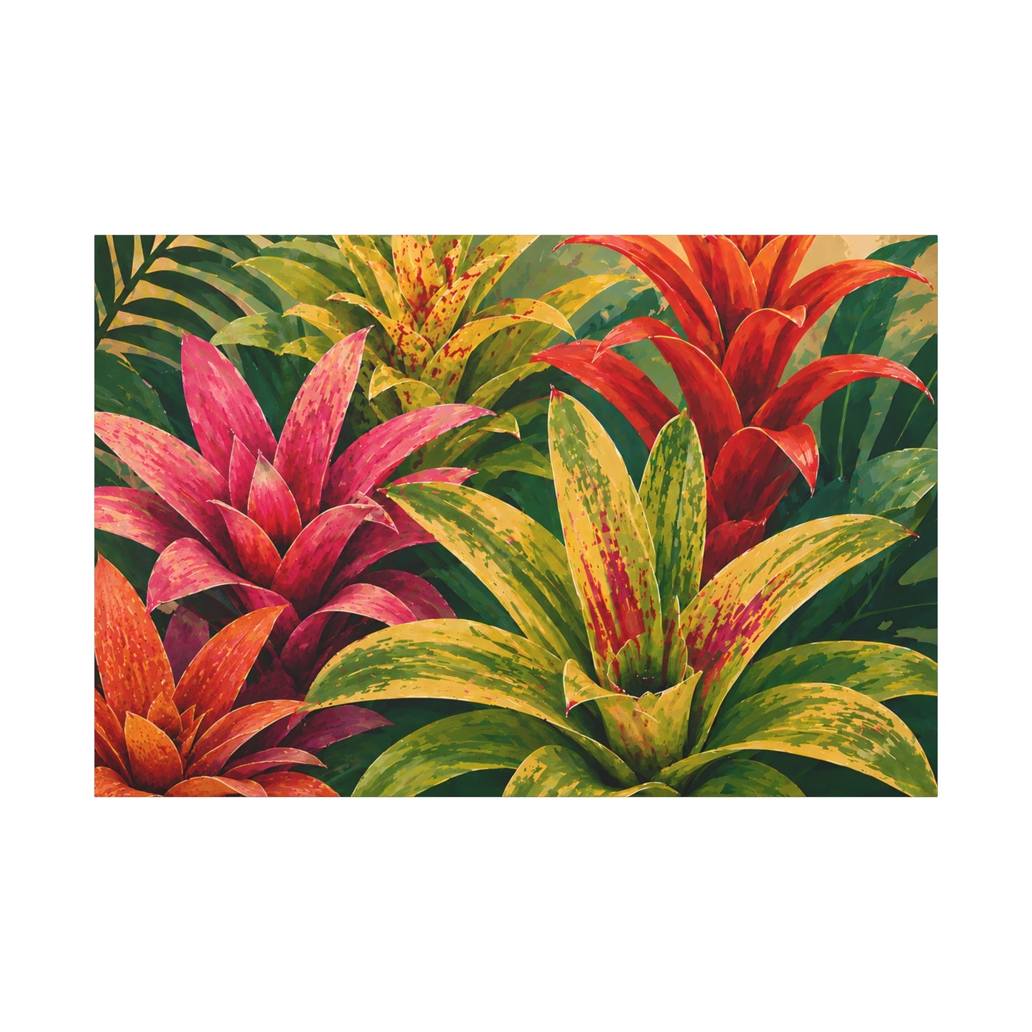 Tropical Bromeliad Canvas Print — Vibrant Botanical Wall Art