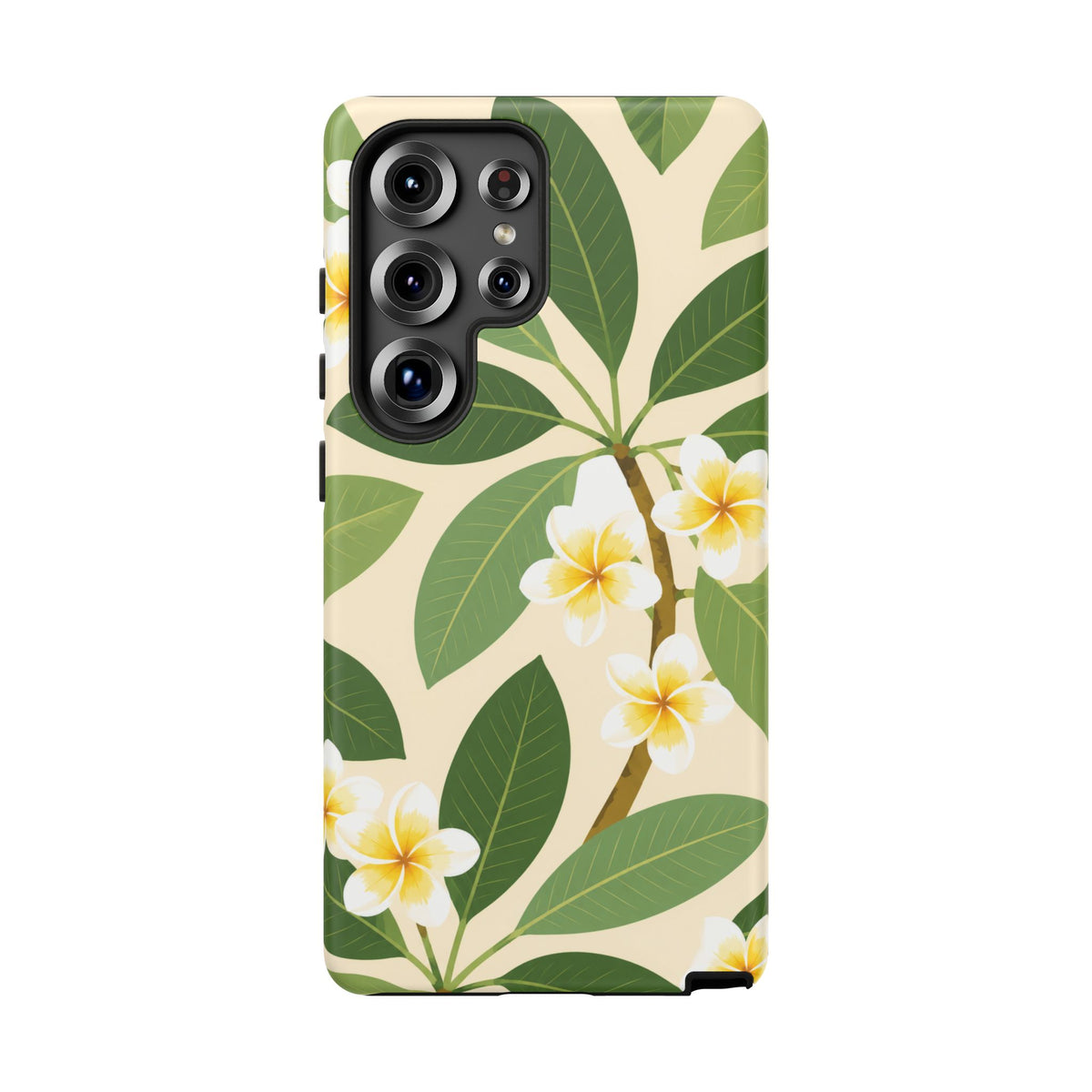 Plumeria Floral Tough Phone Case - Tropical Yellow White Flower Protective Cover