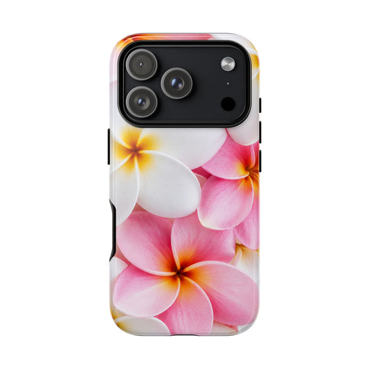 Plumeria Floral Tough Phone Case – Pink White Frangipani Protective Cover
