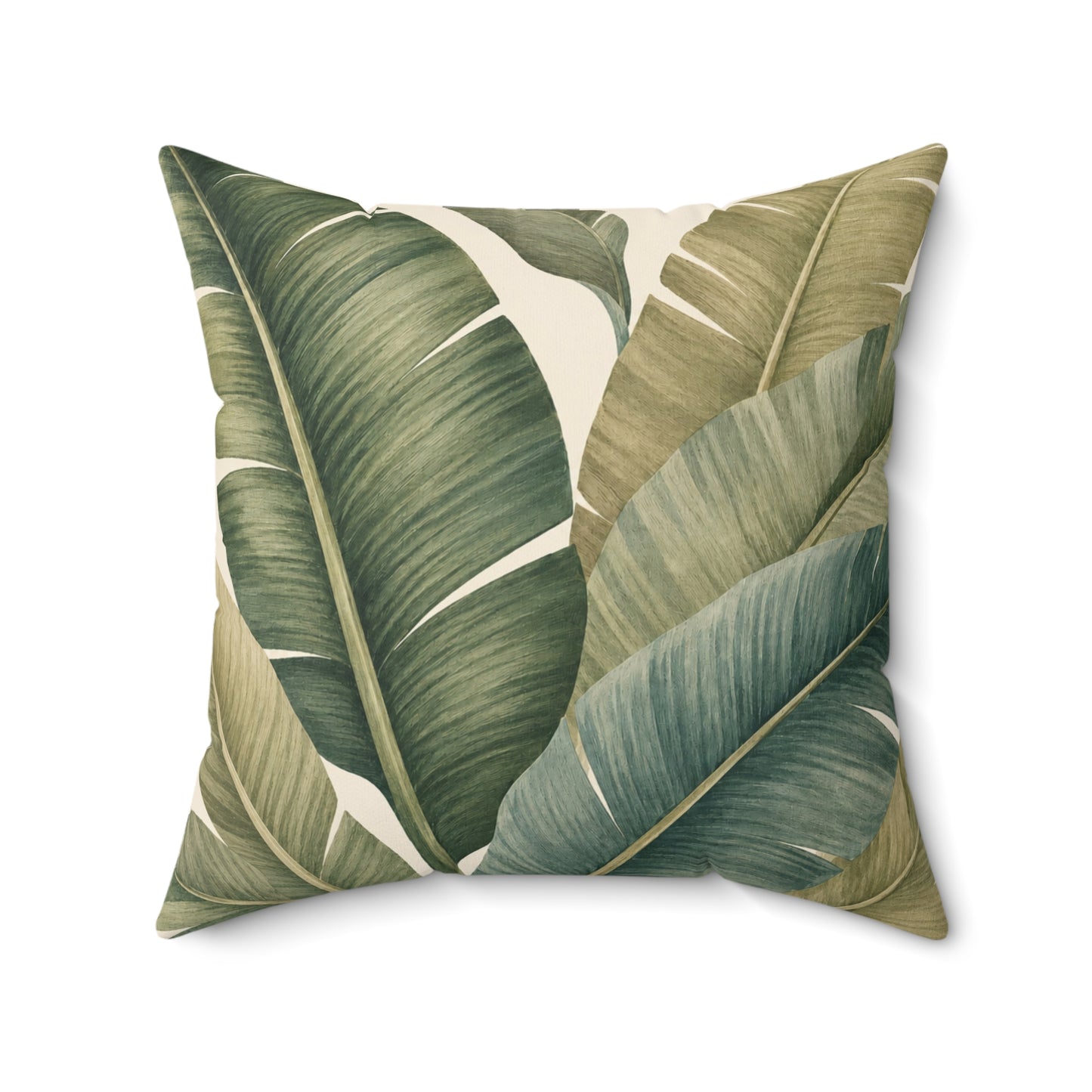 Banana Leaf Faux Suede Pillow - Tropical Green Decorative Throw Pillow