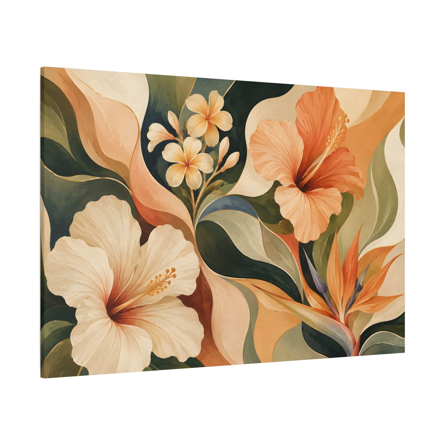 Tropical Floral Botanical Canvas Print - Stretched Matte Wall Art