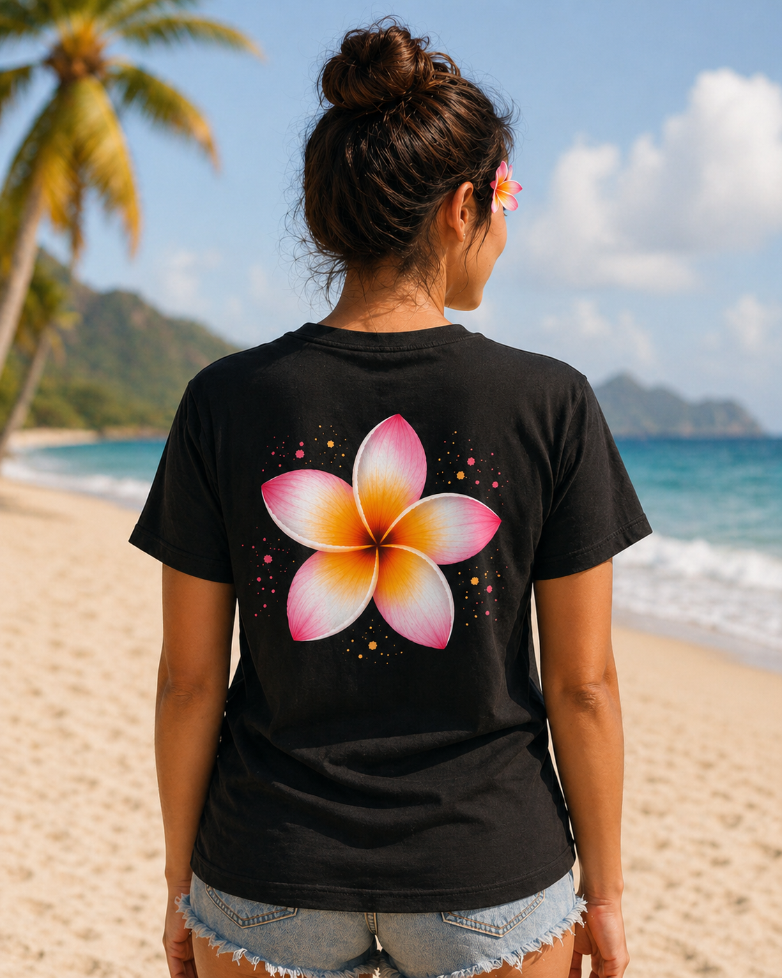 Frangipani Plumeria Tee — Floral 'Paradise State Co.' Graphic T‑Shirt