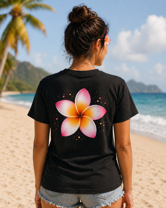 Frangipani Plumeria Tee — Floral 'Paradise State Co.' Graphic T‑Shirt