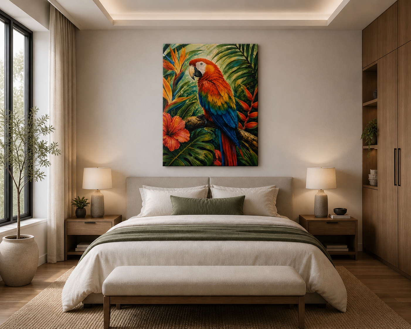Tropical Macaw Canvas Art — Vibrant Parrot Wall Decor, Matte Stretched Canvas