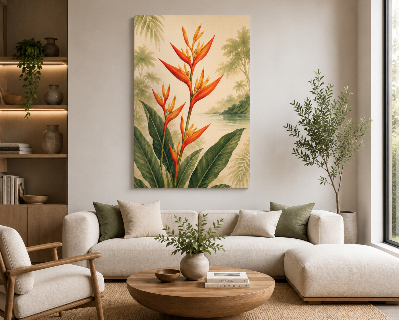 Tropical Heliconia Canvas Wall Art – Vintage Botanical Print