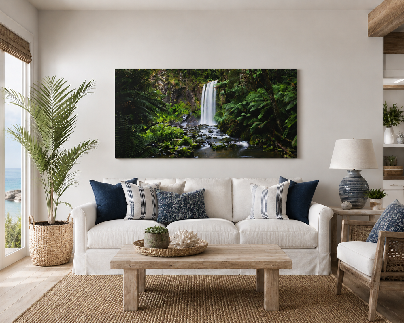 Rainforest Waterfall Matte Canvas Print — Lush Green Nature Wall Art, Stretched 1.25"